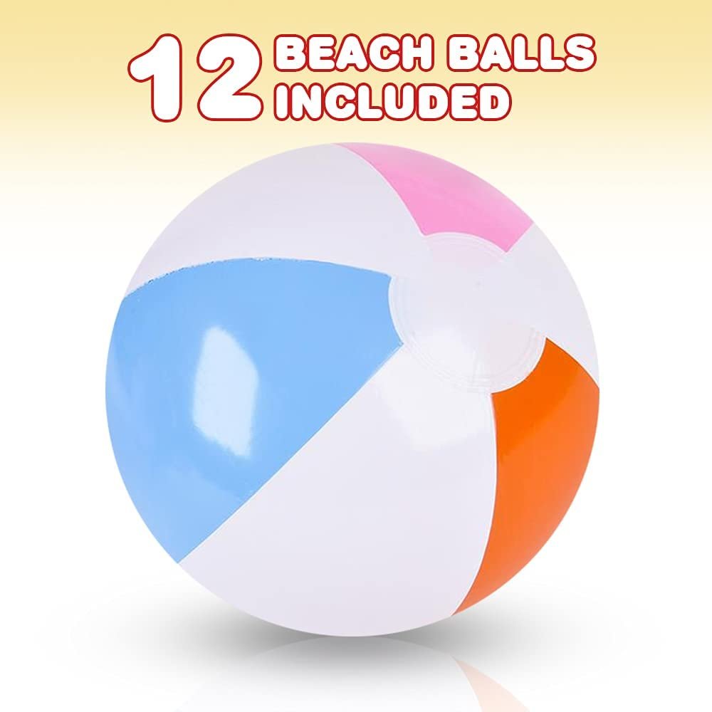 ArtCreativity Beach Balls for Kids, Pack of 12, Inflatable Summer Toys for Boys and Girls, Decorations for Hawaiian, Beach, and Pool Party, Beach Ball Party Favors