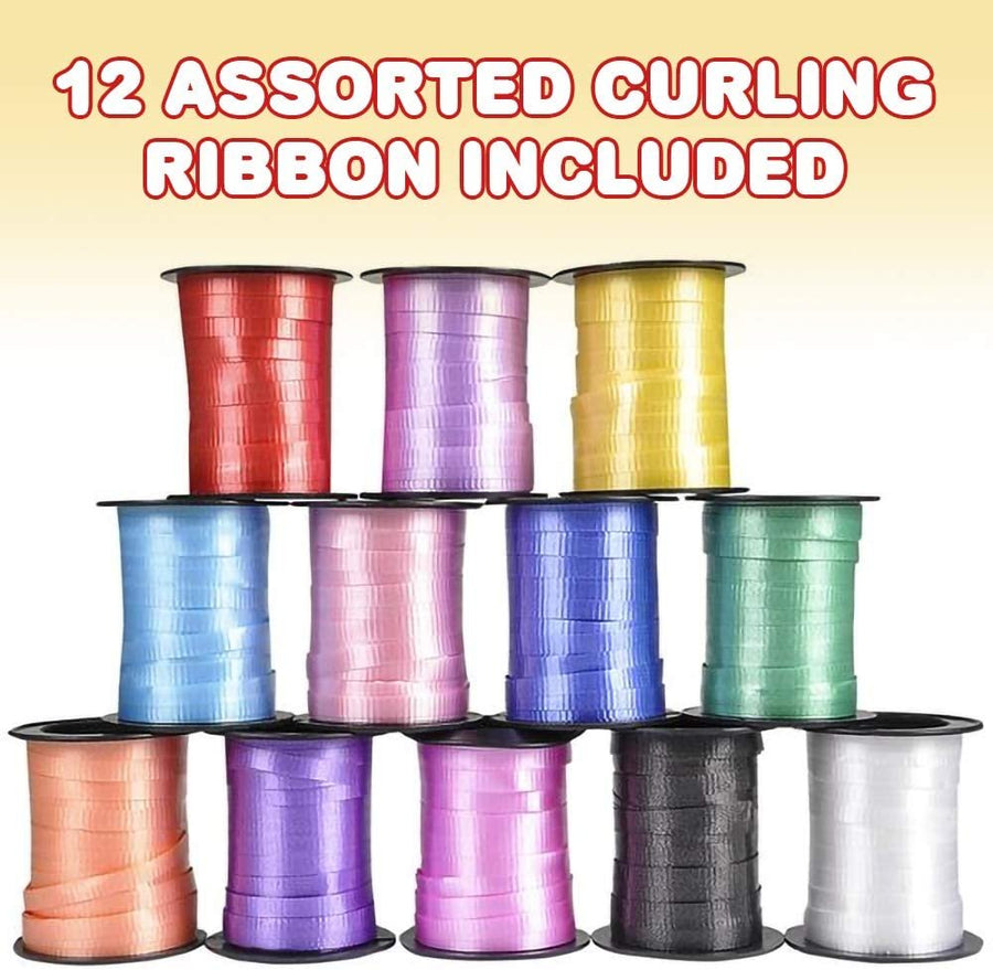 Assorted Curling Ribbon Rolls, Pack of 12, Colorful Ribbons for Gift Wrapping, Hair Accessories, Centerpieces, Crafts, and Decorations, Each Roll with 60ft -12 Colors