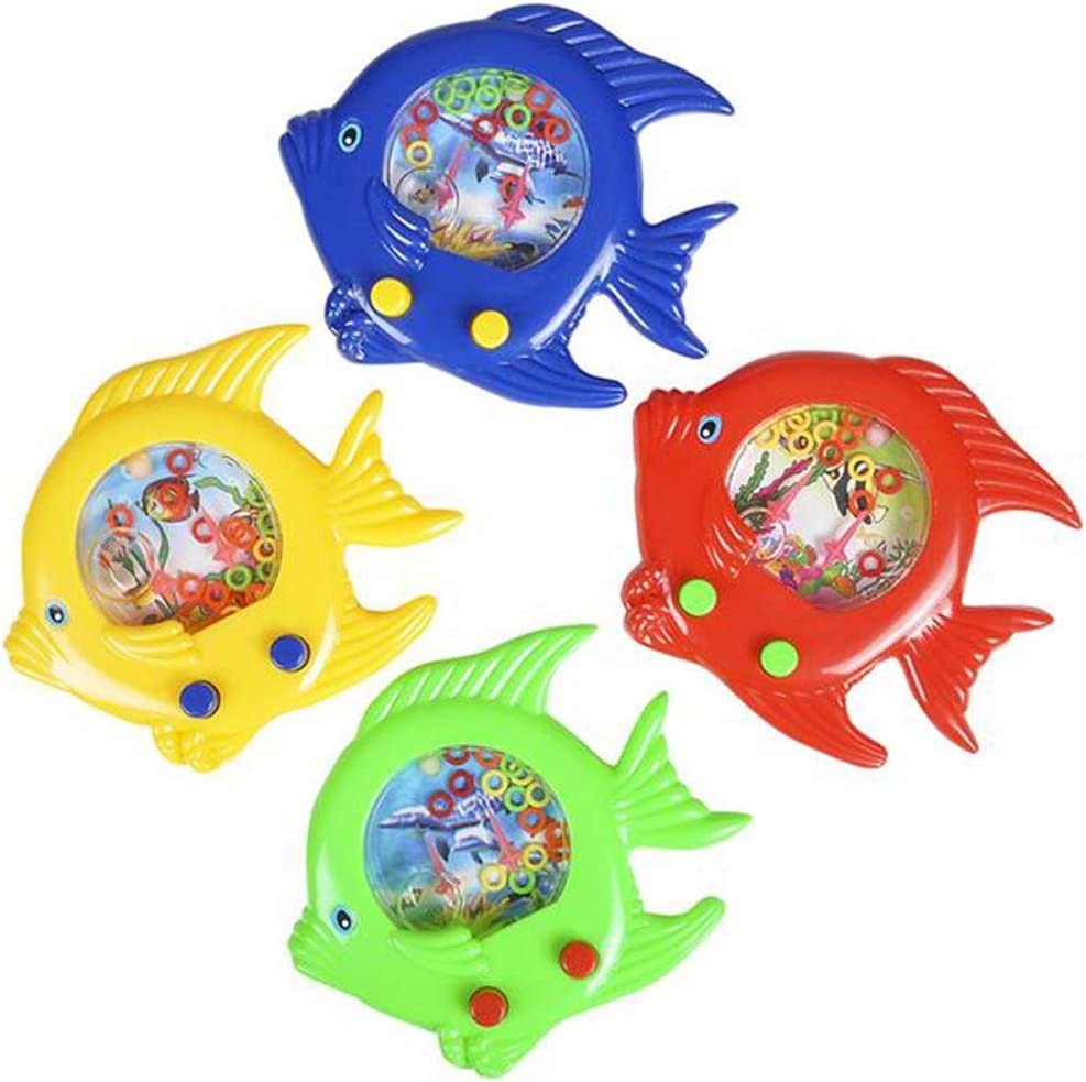 Fish Water Toy, Set of 4, Handheld Water Games for Kids, Goody Bag Fillers, Birthday Party Favors for Children, Road Trip Travel Toys for Boys and Girls