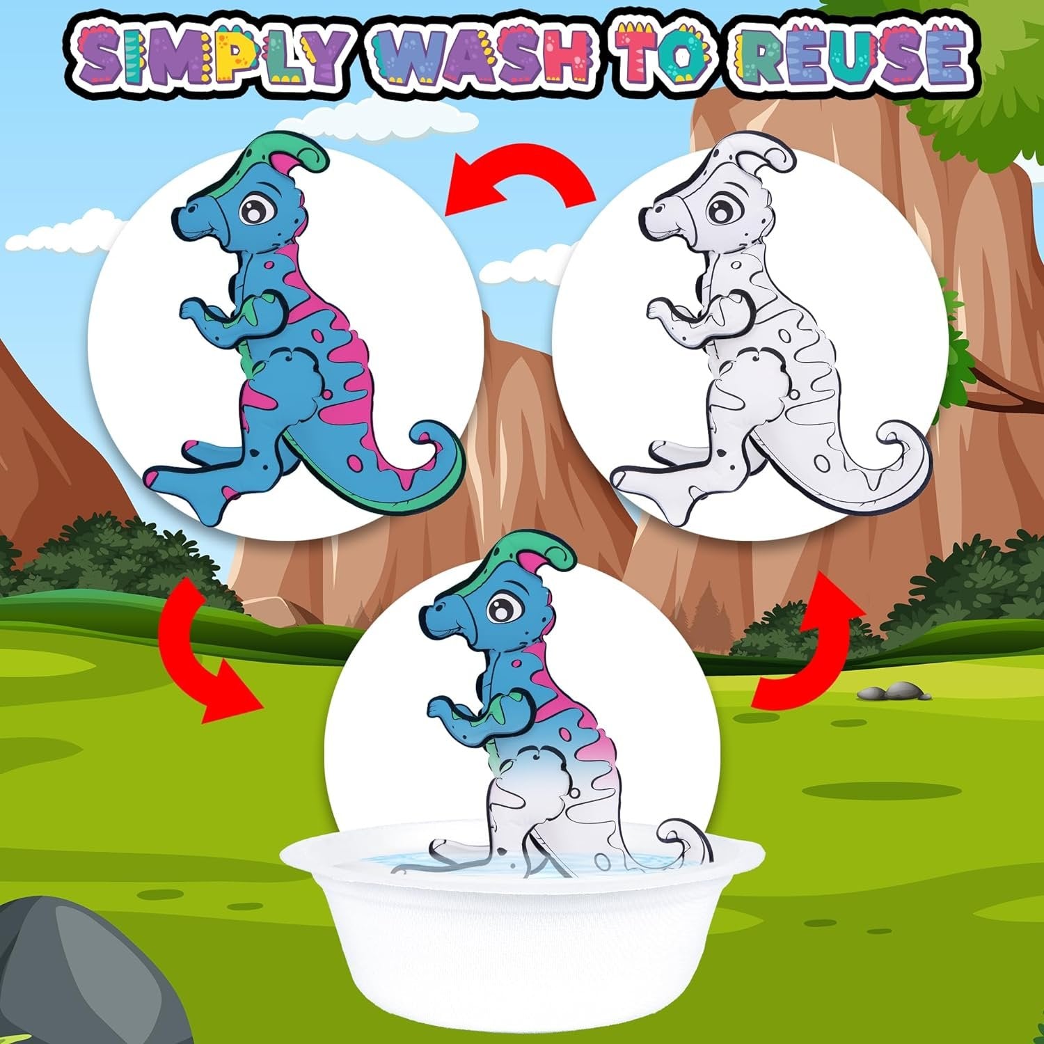 Kids Inflatable Dinosaur Coloring Kit - 16 Piece Set - 5 Dinosaur Infl ·  Art Creativity
