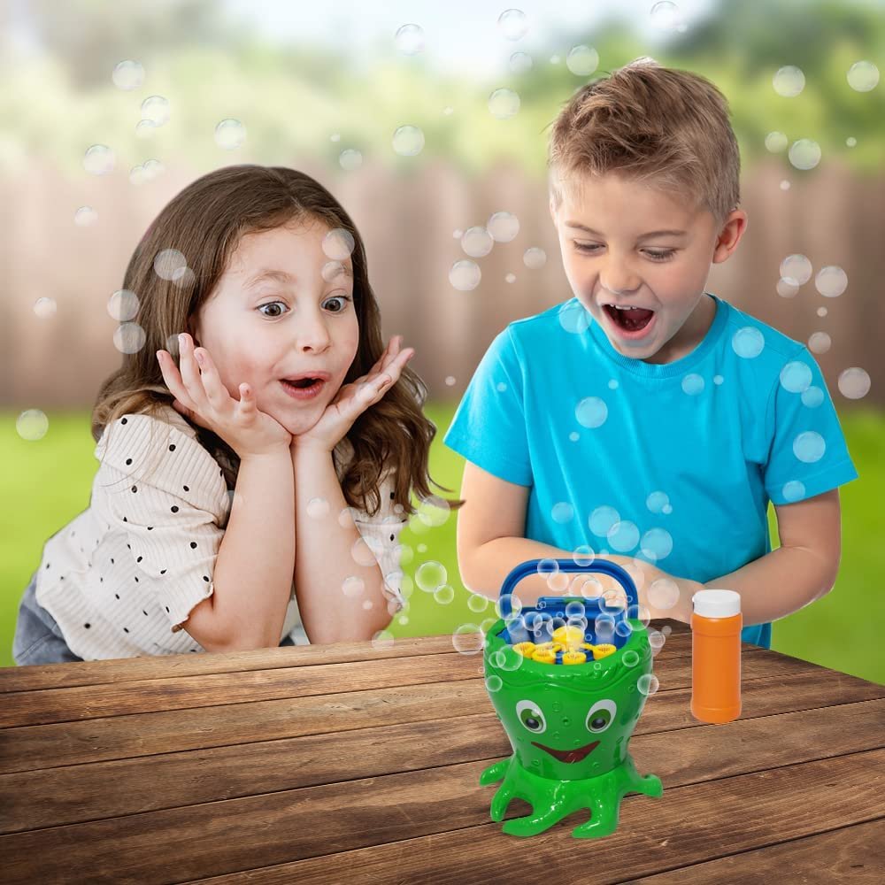 Octopus Bubble Machine for Kids, Includes 1 Bubbles Blowing Toy with Carry Handle and 1 Bottle of Solution, Fun Summer Outdoor or Party Activity, Great Bubble Gift for Boys and Girls