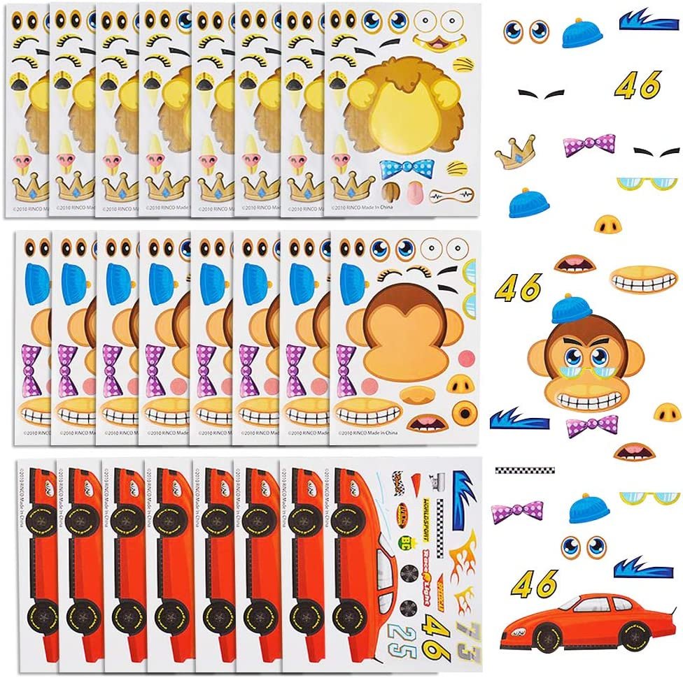 Make Your Own Sticker Assortment, Bulk Set of 96 Sheets, Unique Arts ‘n Crafts Activity Supplies Kit for Kids, Sticker Prize, Fun Birthday Party Favor, Goodie Bag Filler