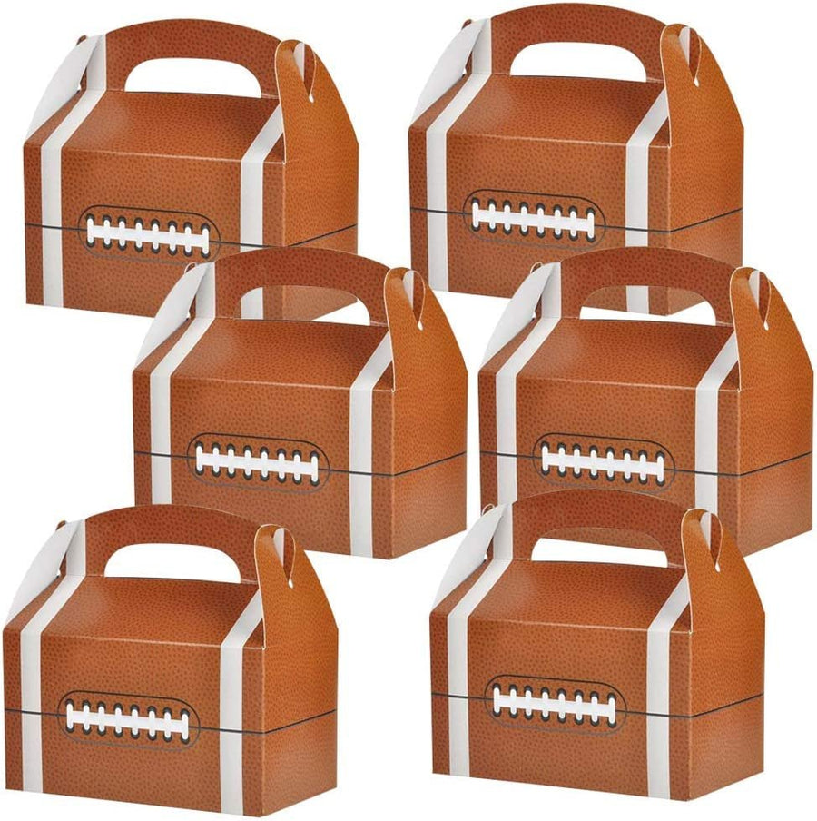 Football Treat Boxes for Candy, Cookies and Sports Themed Party Favors - Pack of 12 Cookie Boxes, Cute Team Favor Cardboard Boxes with Handles for Birthday Party Favors, Holiday Goodies