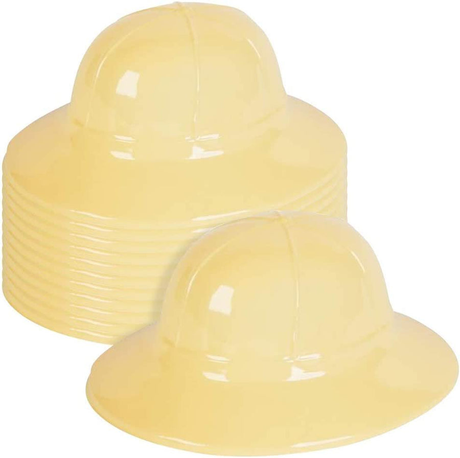 Plastic Tan Safari Hats for Kids, Pack of 12, Jungle Theme Party Supplies, Safari Birthday Decorations, Zoo Party Favors for Boys and Girls, Props for Safari Costumes