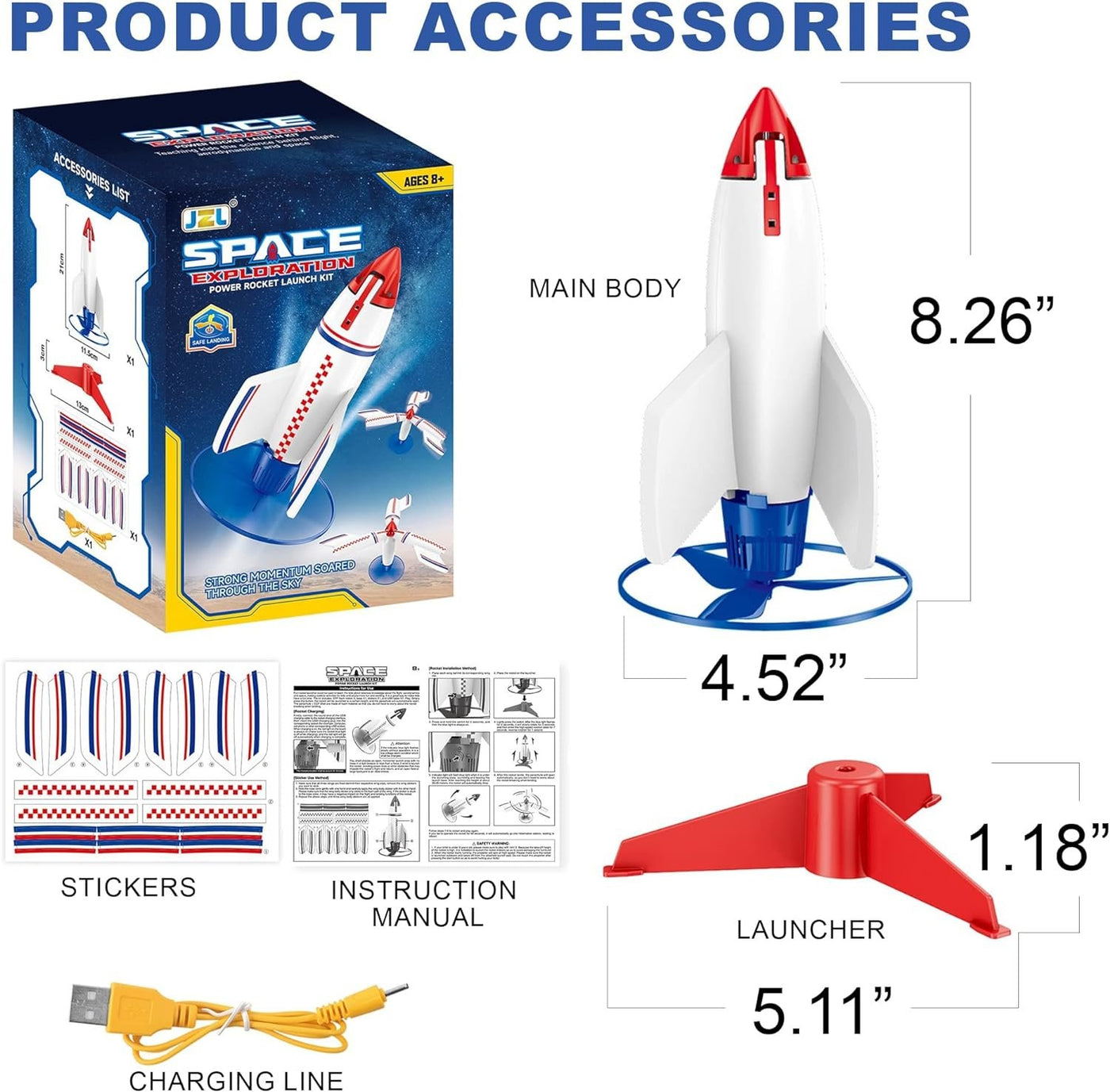 Electric Rocket Launcher Toy for Kids, Rechargeable Rocketship Toy wit ...