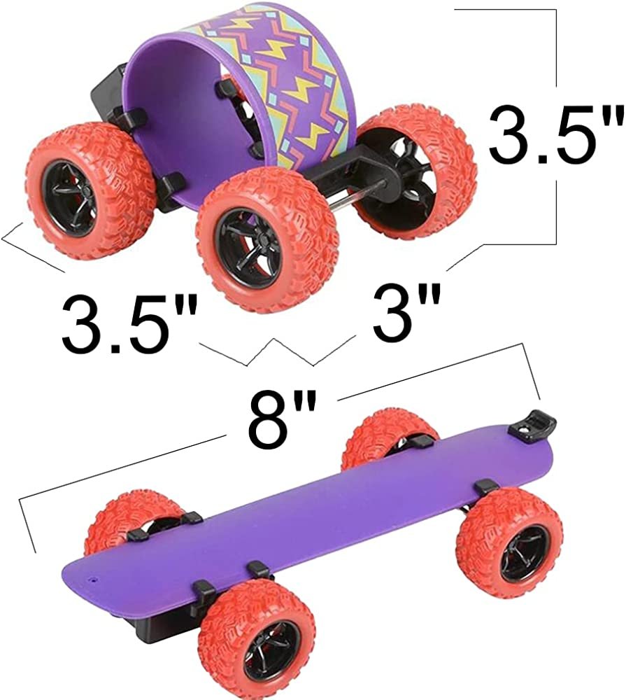 Pull Back Skateboard Slap Bracelets, Set of 4, Skateboard Bracelets for Kids with Pullback Motion, Wristbands for Children in 4 Different Designs, Sports and Skate Board Party Favors