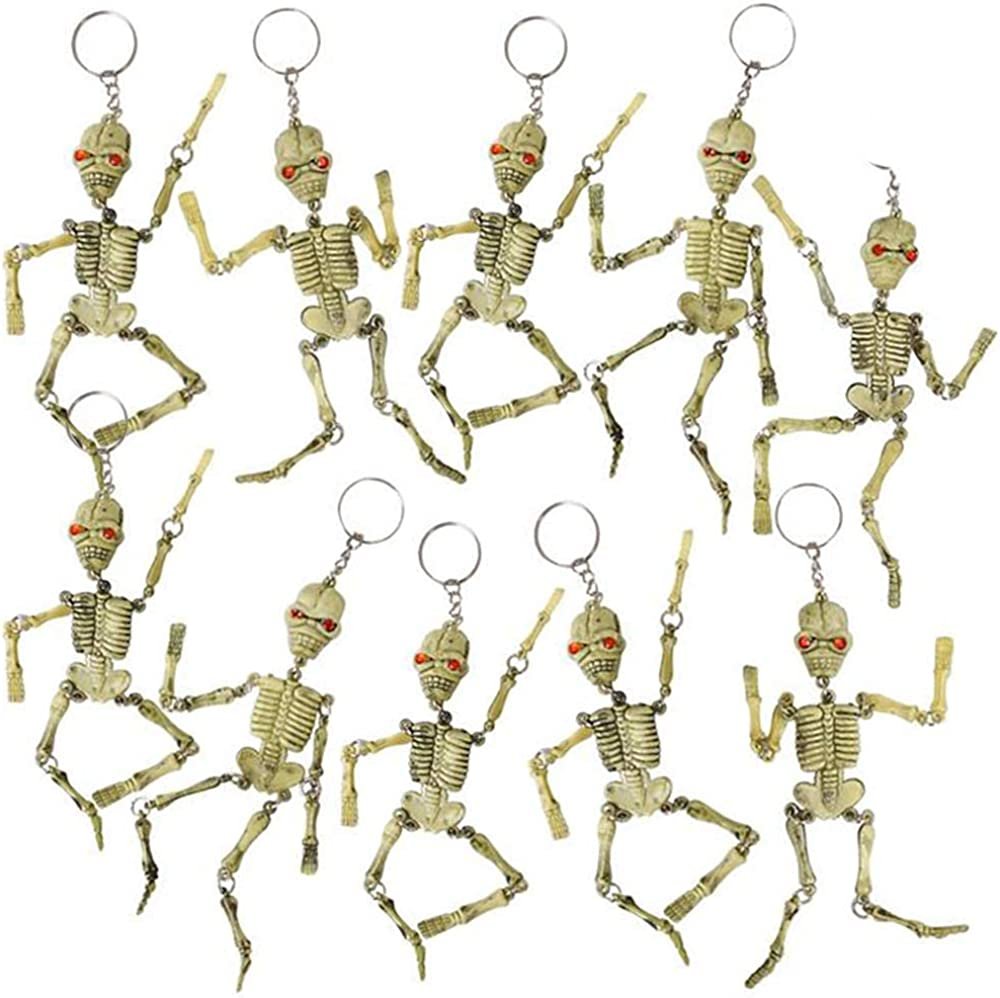 ArtCreativity Skeleton Keychains with Moveable Parts, Set of 24, Cool Halloween Party Favors for Kids, Non-Candy Trick or Treat Supplies, Fun Goodie Bag Fillers and Gifts for Pirate-Themed Parties