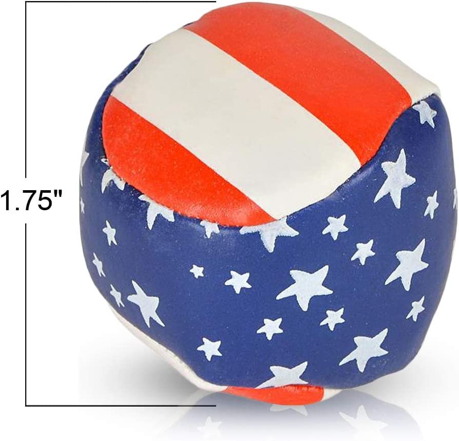 Patriotic Juggling Balls Set for Beginners, Set of 3, American Flag Juggle Ball Kit, Soft Easy Juggle Balls for Kids and Adults, 4th of July Party Accessories, Red, White, and Blue