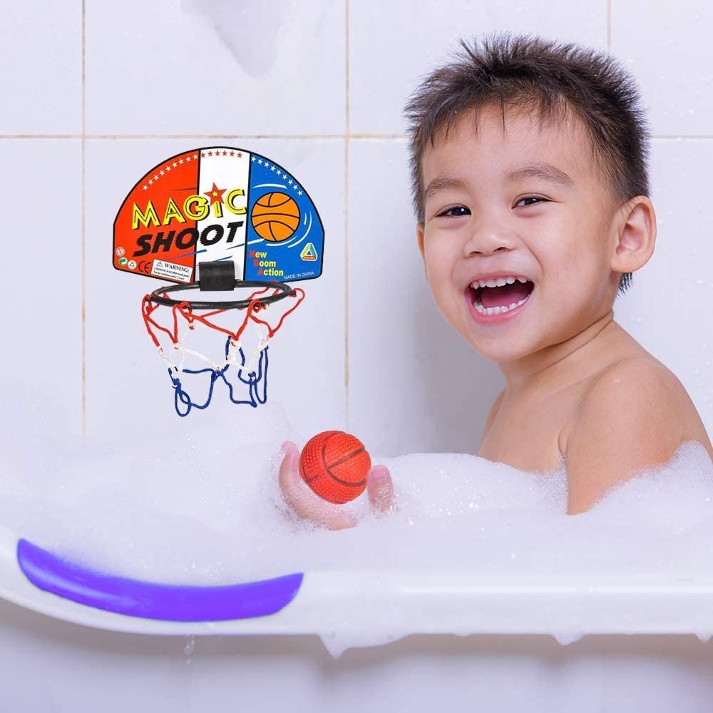 Magic Shot Basketball Game, 12 Sets, Each Set Includes 1 Mini Ball, 1 Back Board Net, & Mounting Tape, Indoor Basketball Sets for Home, Office, Bedroom, Best Gift for Boys and Girls
