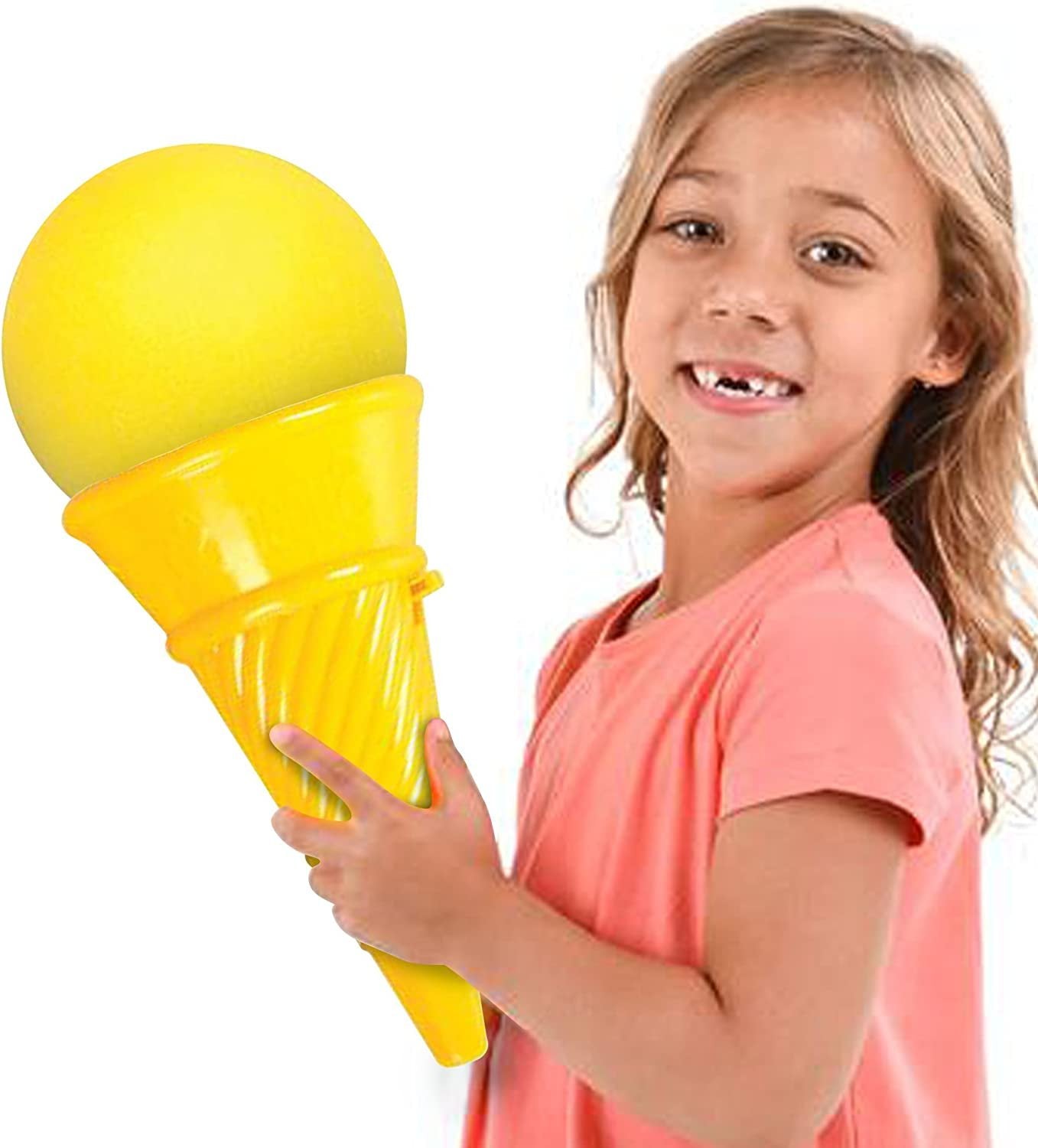 Jumbo 14" Ice Cream Shooter Classic Icecream Cone Foam Ball Launcher - Squeeze Popper - Great Party Favor for Kids, Gift Idea for Boys and Girls, Carnival Prize - Yellow