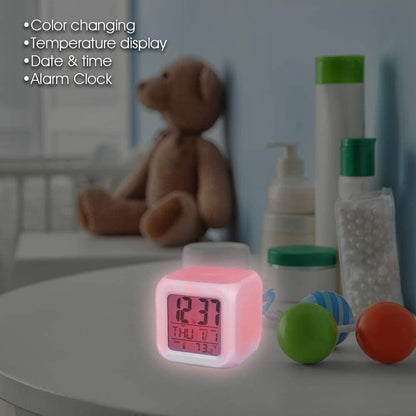 ArtCreativity Color Changing LED Clock for Kids, Digital Clock with Time, Date, Temperature, Alarm with 8 Tunes, & Sleeping Function, Battery-Operated Night Light for Boys & Girls, Best Gift Idea