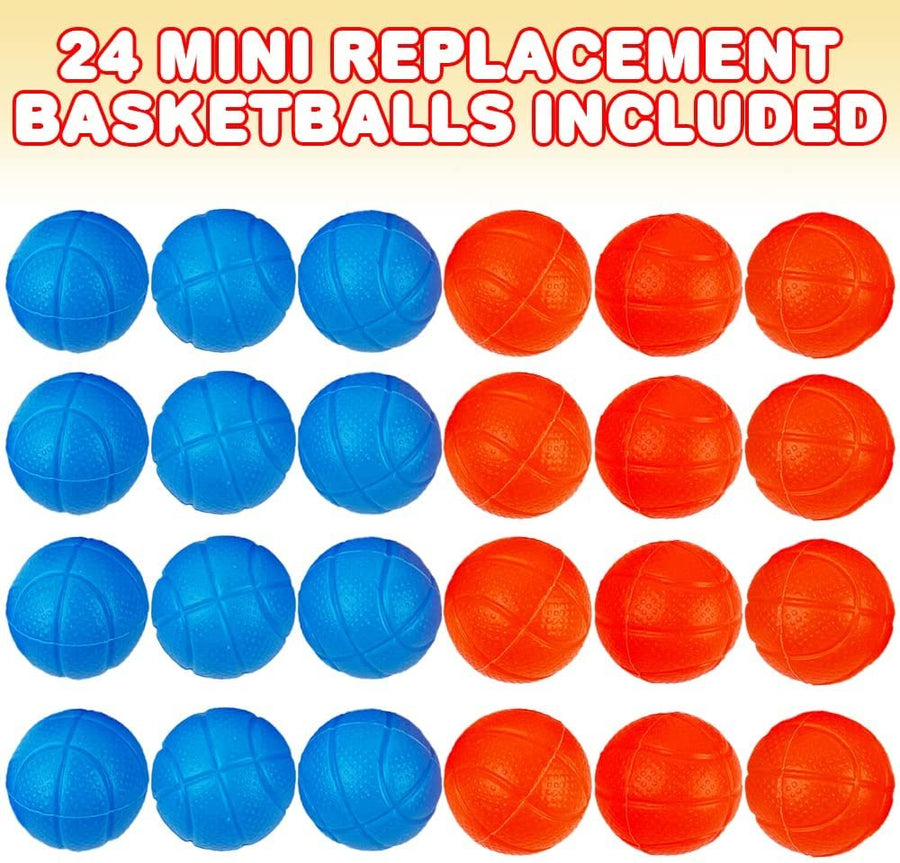 Mini Replacement Basketballs for Desktop Basketball Arcade Game, Set of 24, Plastic Basketball Toys in Blue and Orange, Accessories for The Desktop Basketball Shooting Game
