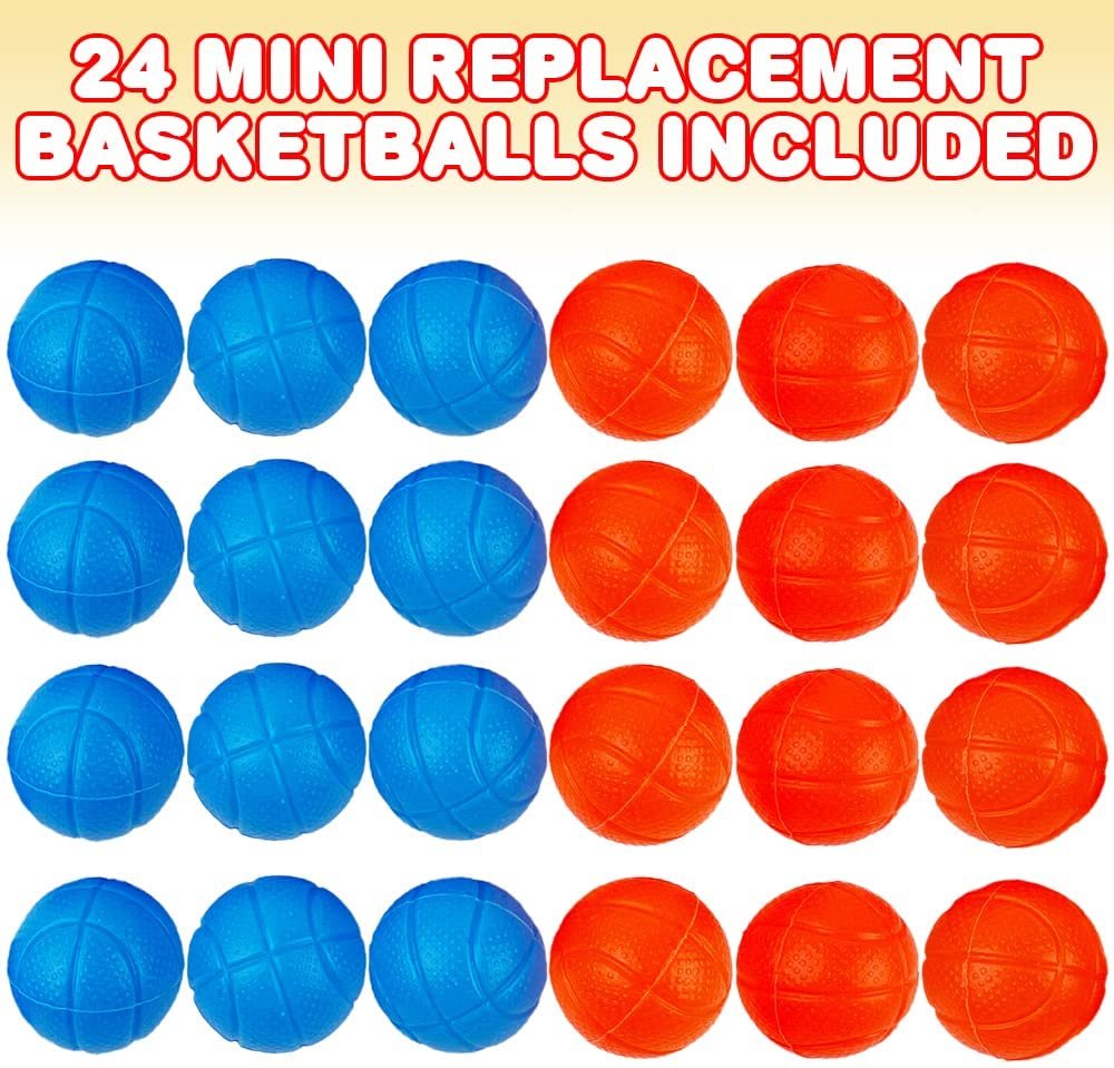 Mini Replacement Basketballs for Desktop Basketball Arcade Game, Set of 24, Plastic Basketball Toys in Blue and Orange, Accessories for The Desktop Basketball Shooting Game