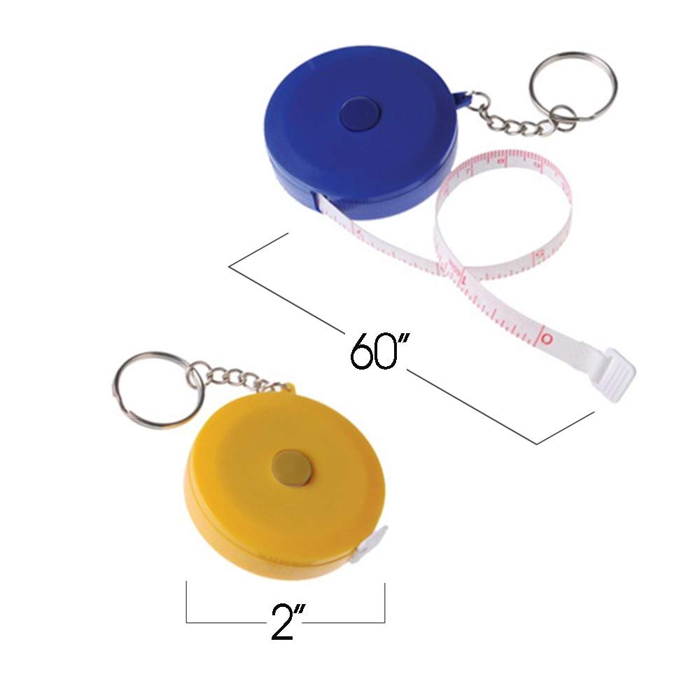 ArtCreativity Tape Measure Keychains for Kids and Adults - Set of 12 - Functional Tape Measure Key Holders - Assorted Colors - Birthday Party Favors, Goody Bag Fillers, Prize for Boys and Girls