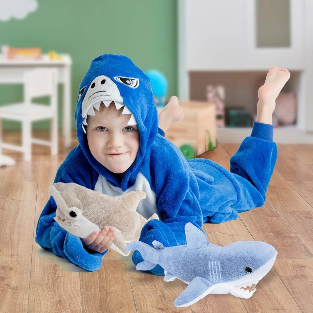 Cozy Plush Shark Set, 15" Soft and Cuddly Mako and Hammerhead Stuffed Animals for Kids, Cute Nursery Décor, Best Gift for Baby Shower, Boys, Girls, Toddler