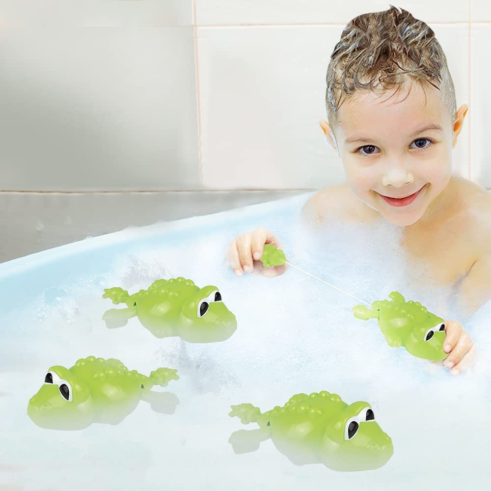 Pullback String Alligator Bath Toys for Kids, Set of 3, Swimming Water ...