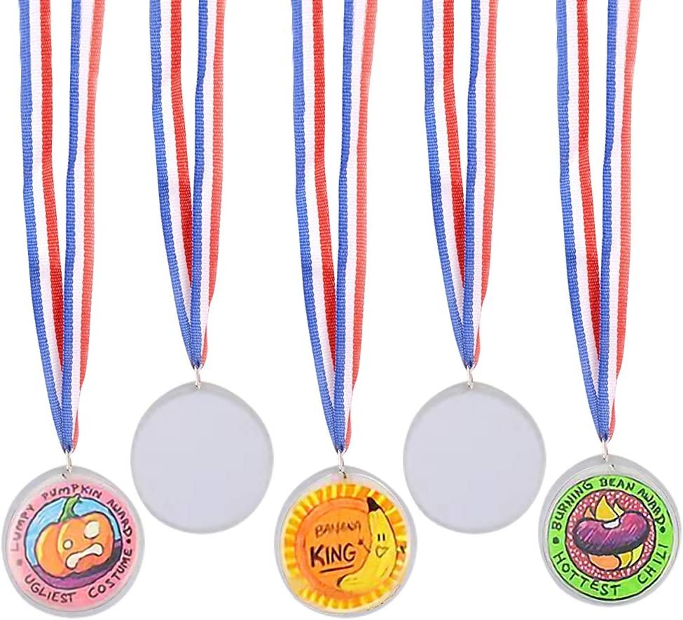 ArtCreativity Make Your Own Medals Kit, Set of 24, DIY Award Medals for Kids with Patriotic Ribbons, Fun Craft Activity Kit for Parties, School and Home, Party Favors Medals for Boys and Girls