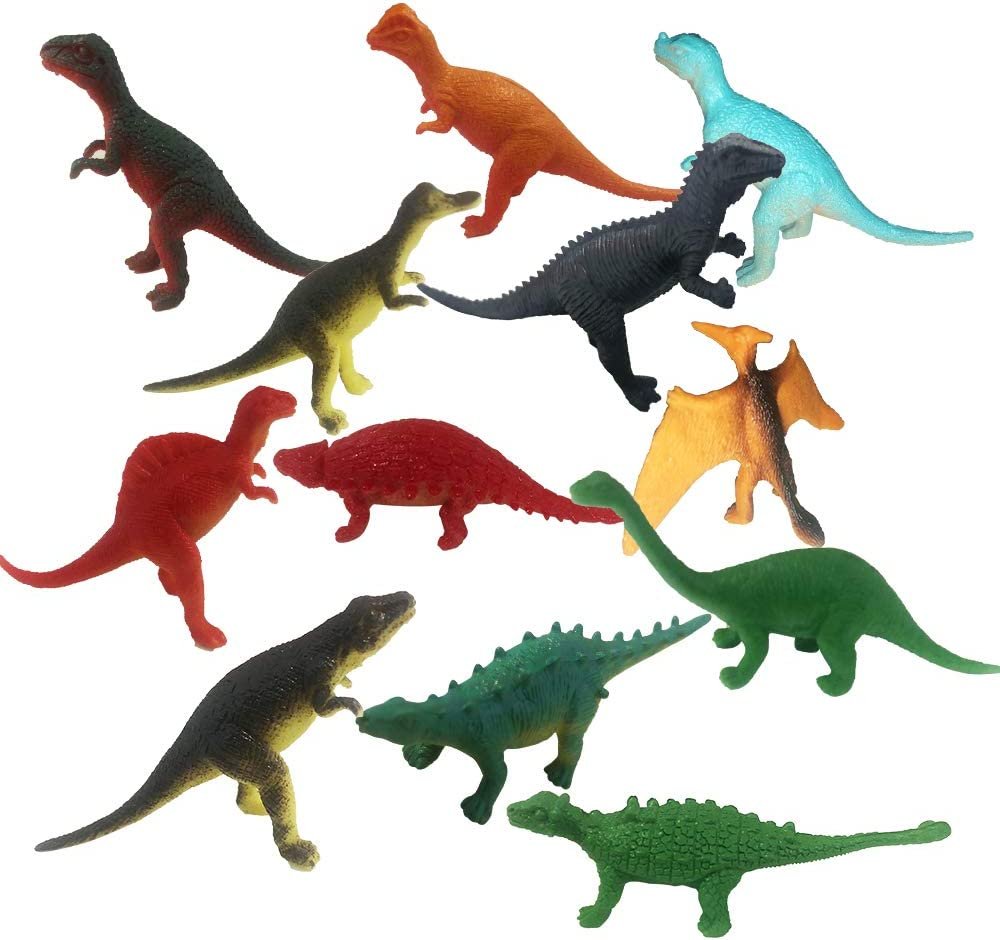 Mini Dinosaur Toys - Pack of 12 - Colorful Assorted Designs, Dinosaur Figurines Party Favors, Piñata Fillers, Cake and Cupcake Toppers, Stocking Stuffers, for Boys and Girls