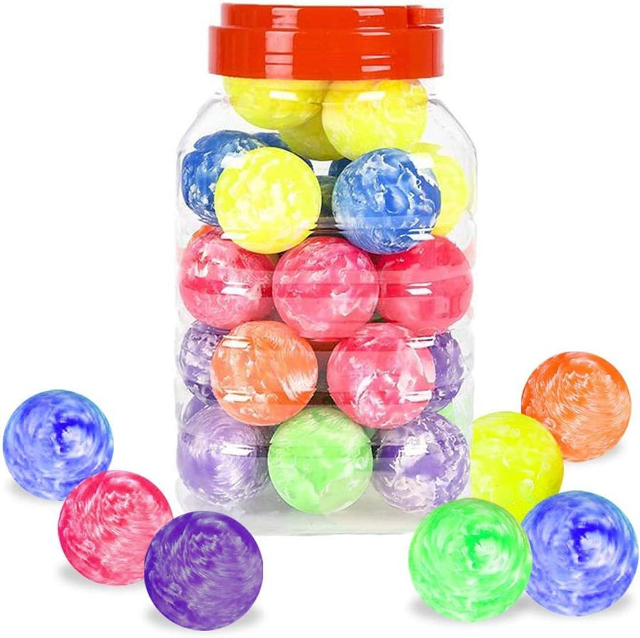 Marble Bouncy Balls for Kids, Set of 30 Bouncing Balls in a Storage Bucket, Marbleized Look and Extra-High Bounce, Fun Assorted Colors, Birthday Party Favors, Goodie Bag Fillers
