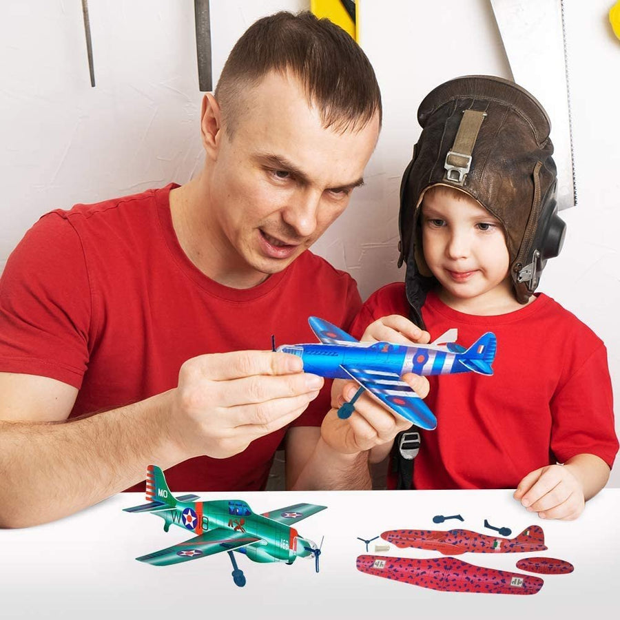 Super Foam Gliders for Kids, Bulk Set of 24, Lightweight Planes with Various Designs, Individually Packed Flying Airplanes, Fun Birthday Party Favors, Goodie Bag Fillers for Boys & Girls