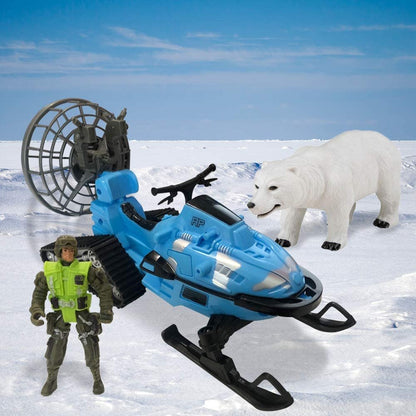 ArtCreativity Polar Adventure Pod Playset for Kids, Play Set for Boys and Girls with Toy Snowmobile, Action Figure, Polar Bear, and Accessories, Best Christmas or Birthday Gift for Children