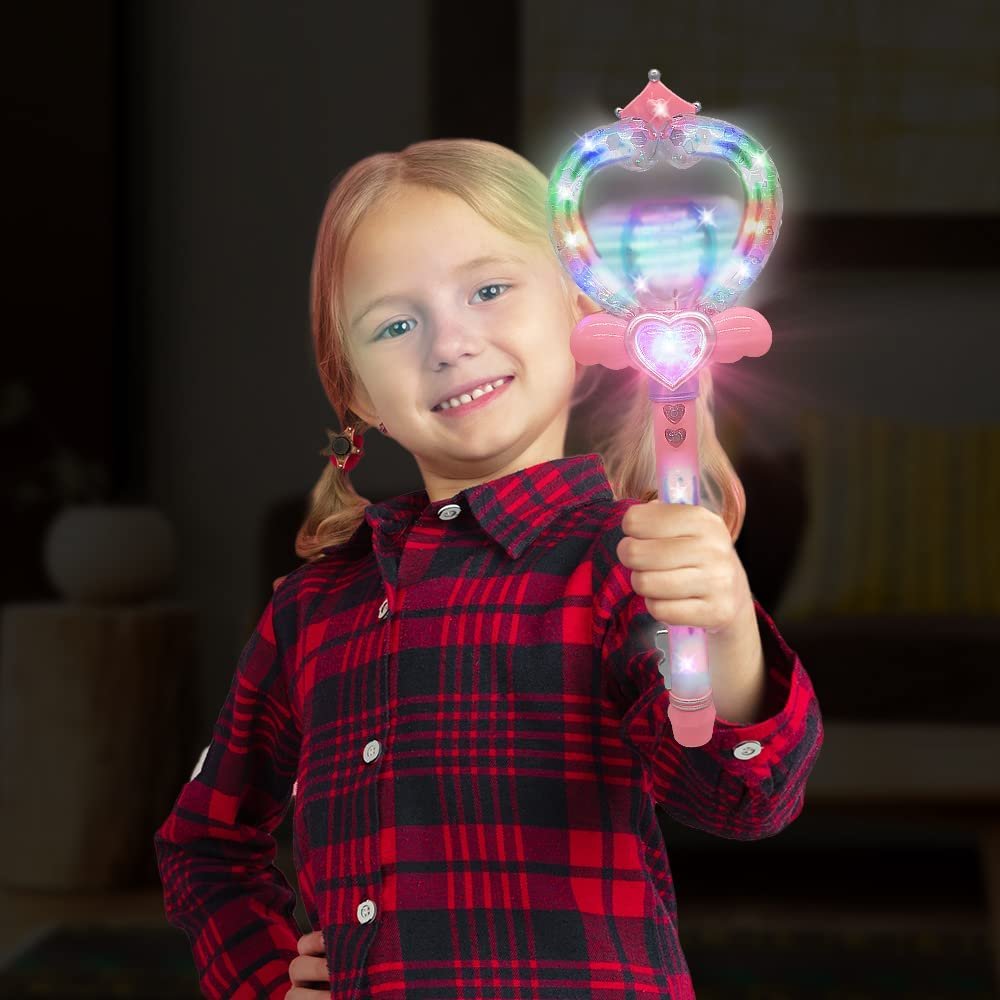 Light Up Queen Wand, Light Up Toys for Toddlers, 14.25" Light Up Wand Toy with Spinning Ball, Princess Light Up Wands for Kids, Spinning Light Toy, Batteries Included, Autism Toys,