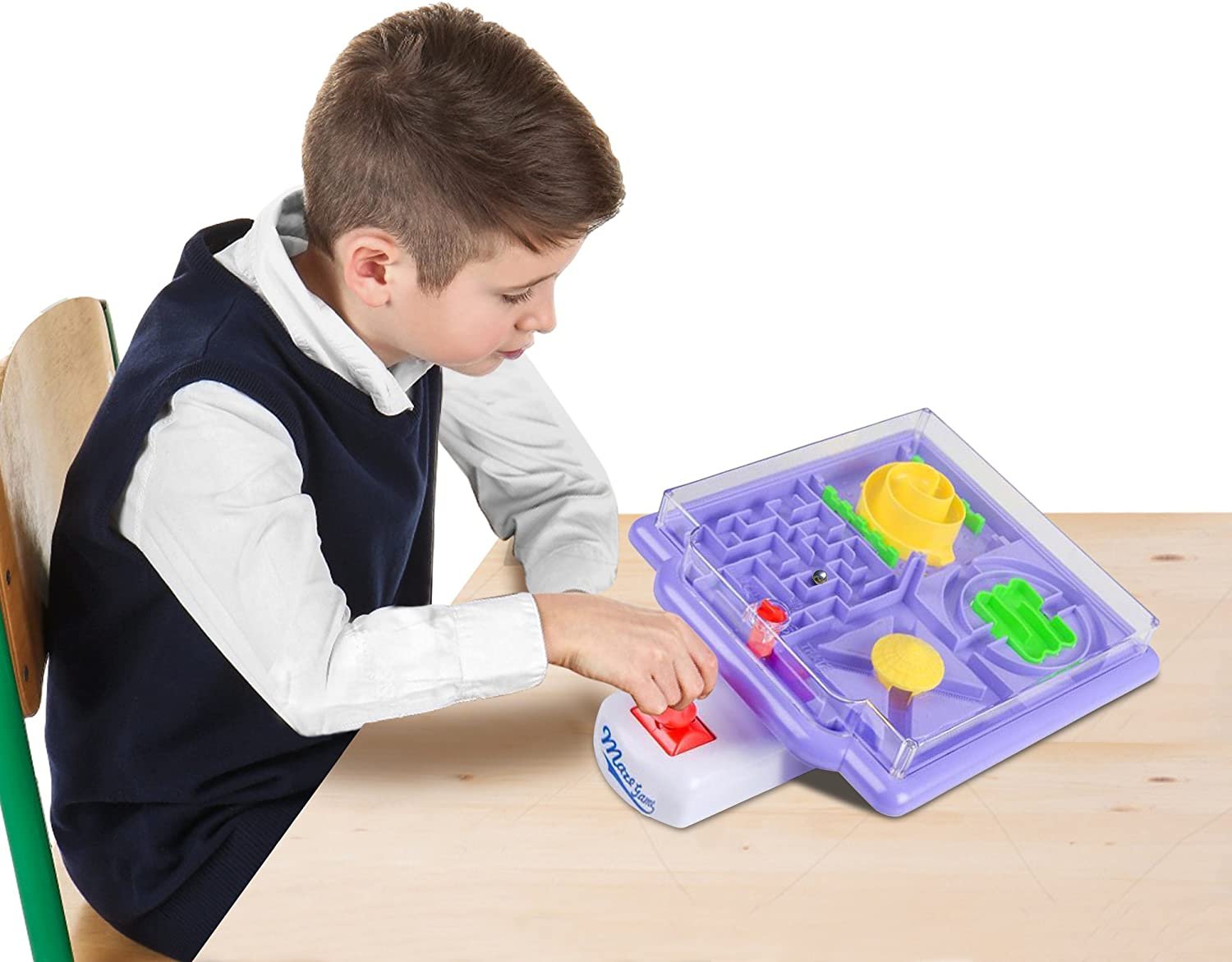 Tilt Maze Game by Gamieac, 4 in 1 Mazes with Tilting Joystick - Bonus 'I'm a Gamieac' Challenge - Super Fun Puzzle Labyrinth Maze Game for Kids and Adults - Educative Toy for Focus and Motor Skills