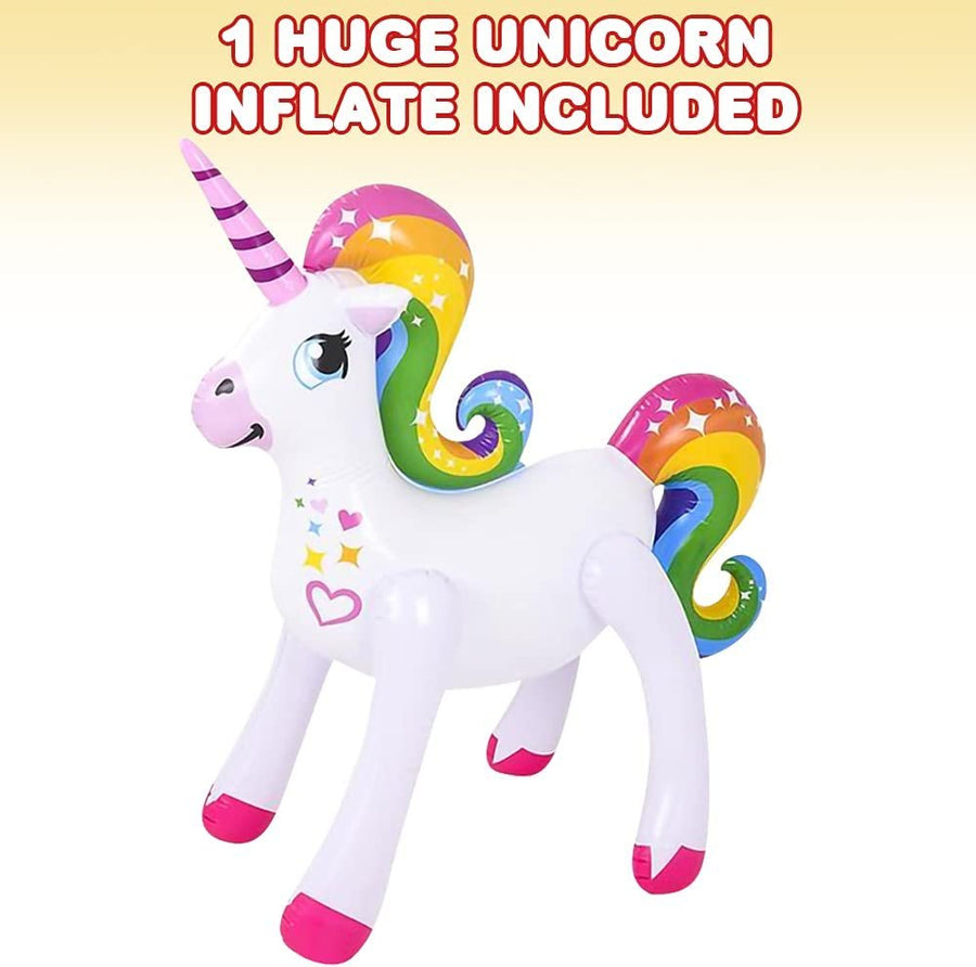 Giant Inflatable Rainbow Unicorn, 48" Blow-Up Unicorn Inflate for Birthday Party Favors, Unicorn Party Decorations and Supplies, Pool Party Float, and Game Prize for Kids