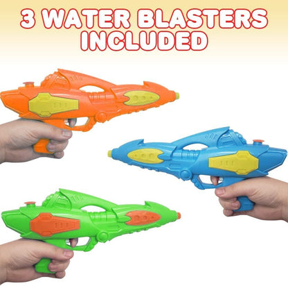 ArtCreativity Space Water Squirt Guns for Kids, Toddlers and Adults - Set of 3, 12 Inch Blaster Toys for Swimming Pool, Beach and Outdoor Summer Fun, Cool Birthday Party Favors for Boys and Girls
