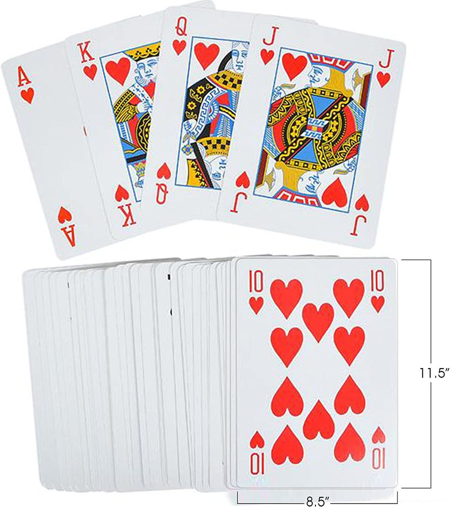 Giant Jumbo Playing Cards Deck by Gamie 8.5"es x 11.5"es - Oversized Super Big Poker Card Set - Huge Casino Game Cards for Kids, Men, Women and Seniors - Great Novelty Gift Idea