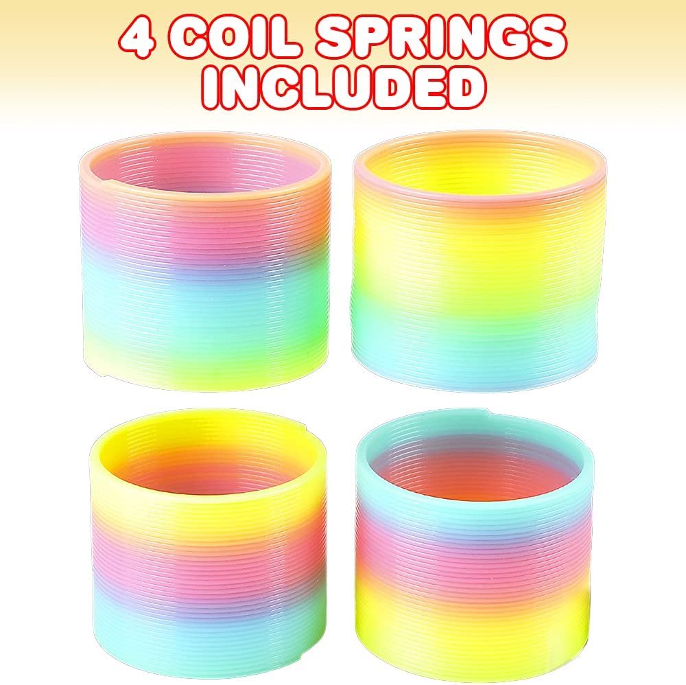 Cool Coil Springs, Set of 4, Fidget Toys for Kids in Rainbow Colors, Great for Desktop Fidgeting, Fun Office Toys for Adults, Classic Birthday Party Favors for Boys and Girls