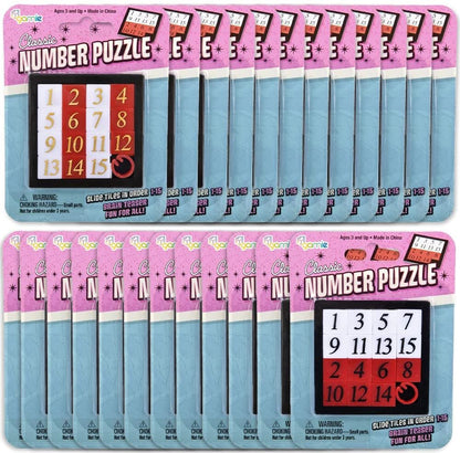 Gamie Number Slide Puzzles for Kids, Set of 24, Pocket-Sized Brain Teaser Puzzles, Number Learning Educational Toys for Kids, Great as Goodie Bag Stuffers, Party Favors, and Teacher Awards