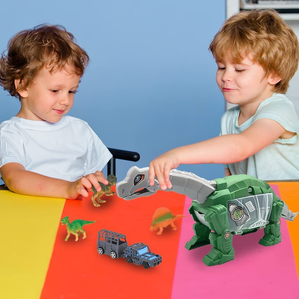 ArtCreativity Brachiosaurus Dino Transporter with Sound, Kids’ Dinosaur Playset with 1 Transporter, 3 Dinosaur Figurines, and 2 Dino Vehicles, Dinosaur Gifts and Décor for Boys and Girls Room