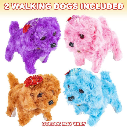 ArtCreativity Barking Puppy Toy for Kids, Set of 2, Battery Operated Toy Dogs with Walking, Squeaking, and Light Up Effects, Cute Fuzzy Design, Unique Birthday Gifts for Boys and Girls