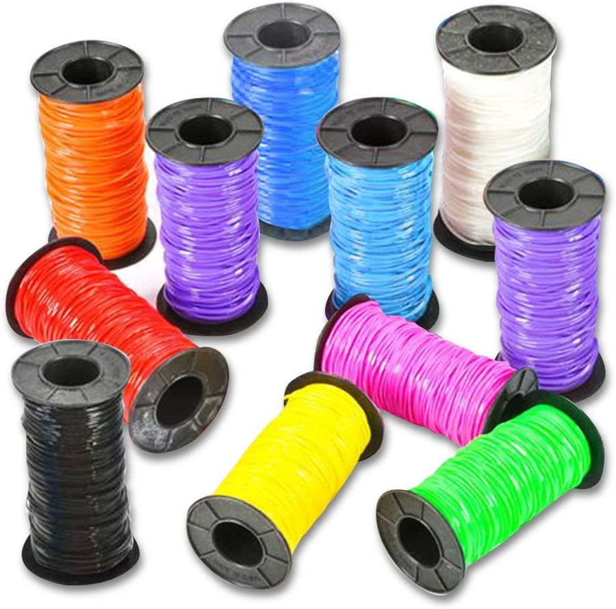 Assorted Plastic Craft Gimp, Set of 10 Spools, Crafting Lace Cord in 10 Bright Colors, Scoubidou Boondoggle Set for Jewelry Making, Lacing, Decorative Bottles, Craft Supplies for Kids