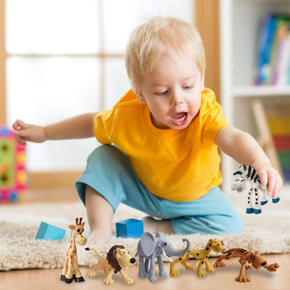 ArtCreativity Cartoon Animals Figurines for Kids - Set of 6 - Cute Cartoonish Design - Durable Plastic Play Set - Cool Storage Box - Great Gift Idea, Safari and Jungle Favors for Boys and Girls