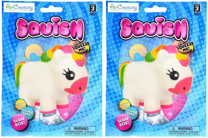 ArtCreativity Squeezy Unicorn Toys for Kids, Set of 2, Super Soft Slow Rising Squeeze Toys, Stress Relief Sensory Toys for Children, Best Unicorn Party Favors, Goody Bag Fillers for Girls and Boys