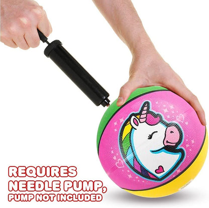 ArtCreativity Rainbow Unicorn Basketball for Kids, Bouncy Rubber Kick Ball for Backyard, Park, & Beach Outdoor Fun, Beautiful Rainbow Colors, Durable Outside Toys for Boys & Girls - Sold Deflated