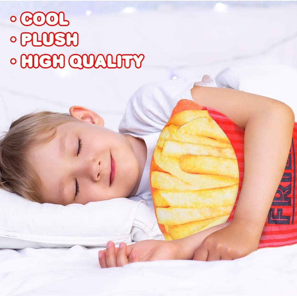 ArtCreativity French Fries Pillow, 1PC, Cute Pillow for Kids and Adults with Photorealistic Design, Fun Bedroom, Couch, and Living Room Décor, Gift for Boys, Girls, and Food Lovers, 11 Inches