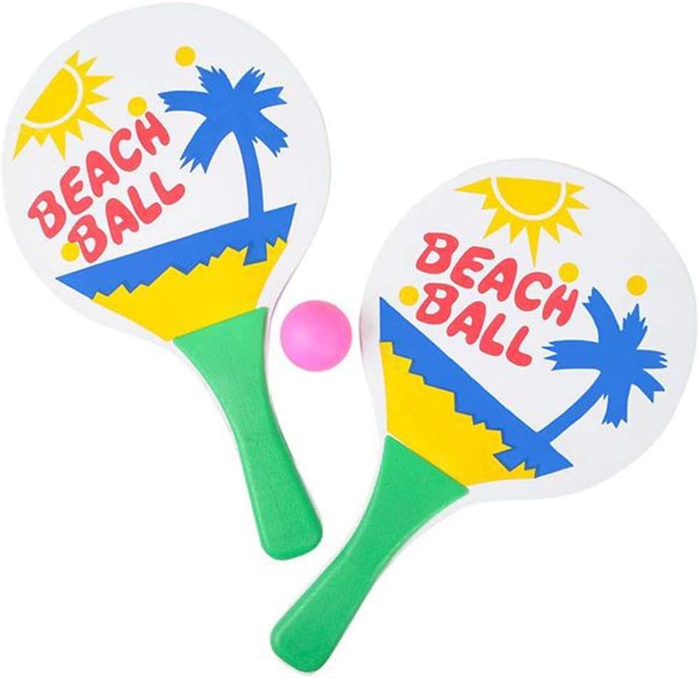 Beach Paddle Ball Game Set, Includes 2 Wooden Paddles and 1 Ball, Fun Beach Toys for Kids, Indoor & Outdoor Summer Games for Boys and Girls, Best Birthday Gift Idea