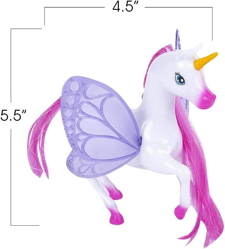 Fairy Unicorn Set for Girls, Set of 2 Unicorns with Purple Moveable Wings for Imaginative Play, Cute Unicorn Gifts, Princess Theme Party Favors, Beautiful Room or Birthday Party Décor