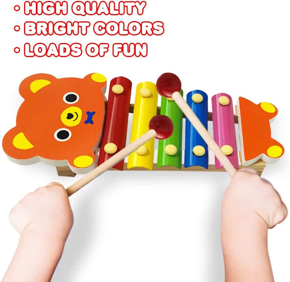 Teddy Bear Xylophone, 1PC, Fun Musical Instruments for Kids, Colorful Xylophone Music Toy with 2 Sticks, Development Learning Toys for Boys and Girls, Great Birthday Gift Idea