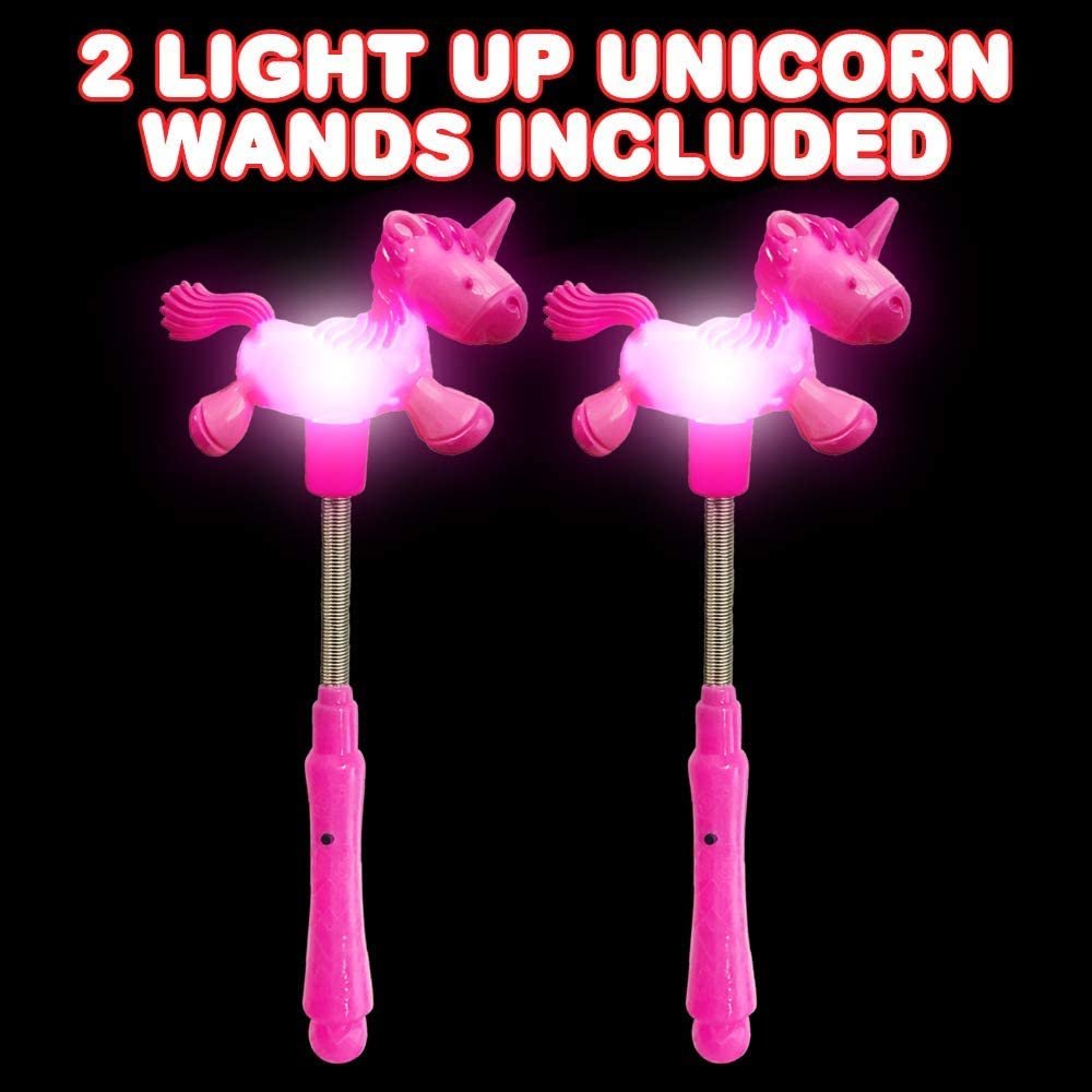 ArtCreativity 9.5 Inch Light up Unicorn wand, Set of 2, Battery Operated Light up Pink Unicorn Wand, Cute Princess wand with lights, Unicorn Party supplies and Decorations, Best Birthday and Holiday Gift for Girls and Boys