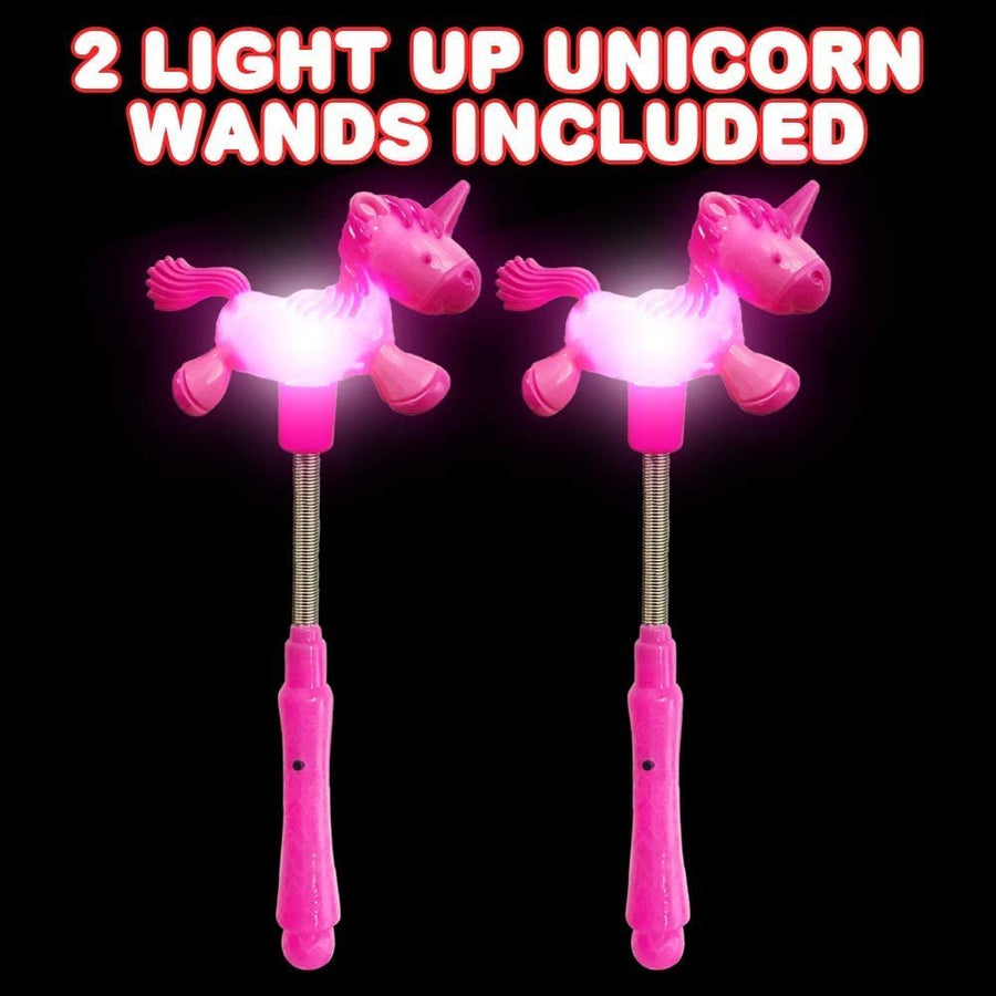 9.5" Light up Unicorn wand, Set of 2, Battery Operated Light up Pink Unicorn Wand, Cute Princess wand with lights, Unicorn Party supplies and Decorations, Best Birthday and Holiday Gift for Girls and Boys