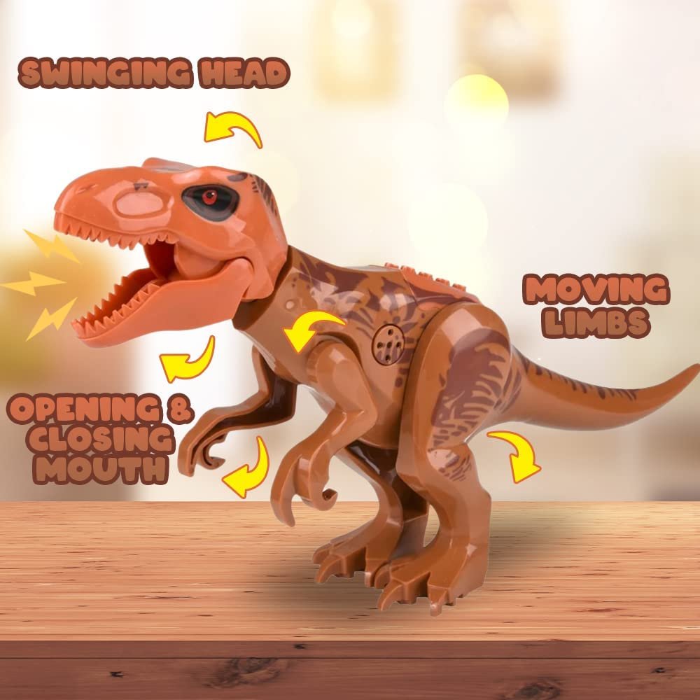 Roaring T-rex Dinosaur Toy for Kids, Build Your Own Dinosaur Block Figure, Features Sounds and Includes Assembly Instructions, Dinosaur Birthday Party Supplies for Kids