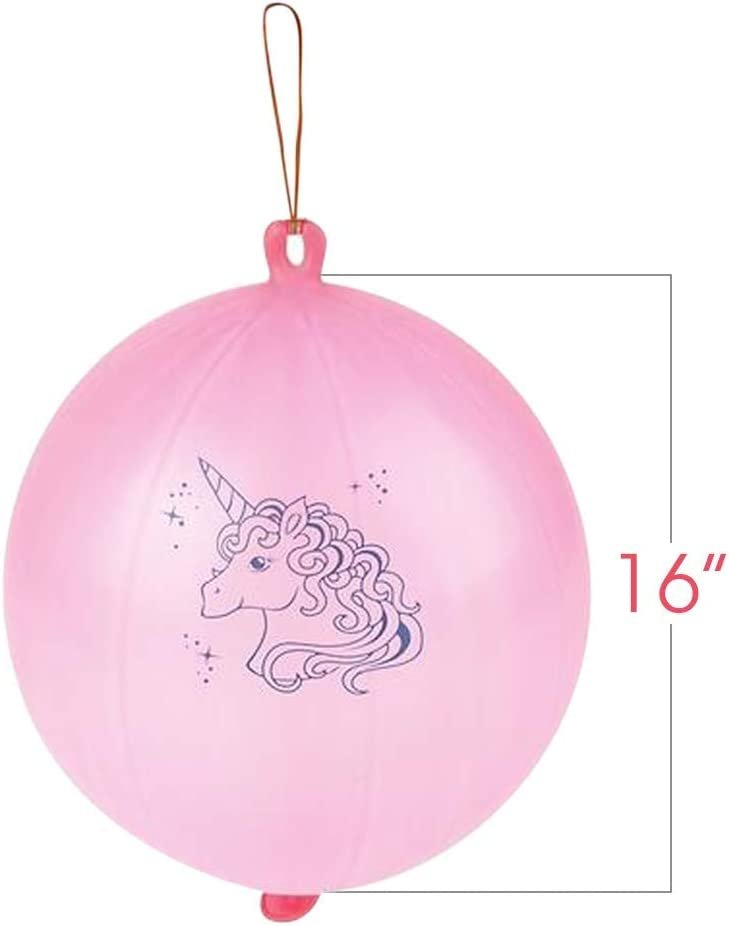 ArtCreativity Unicorn Punch Balls, Set of 12, Durable Balloons with Rubber Bands Attached, Great Unicorn Party Favors and Decorations, Goodie Bag Fillers for Kids in Assorted Fun Colors