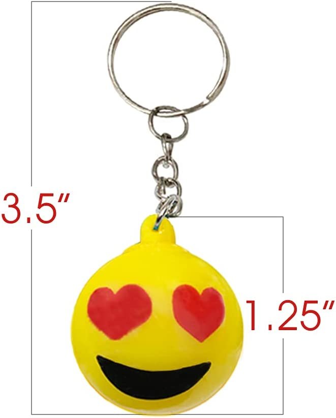 Light Up Emoticon Keychains for Kids, Set of 12, LED Smile Face Key Chains and Bag Accessories, Fun Birthday Party Favors for Children, Goodie Bag Fillers for Boys and Girls