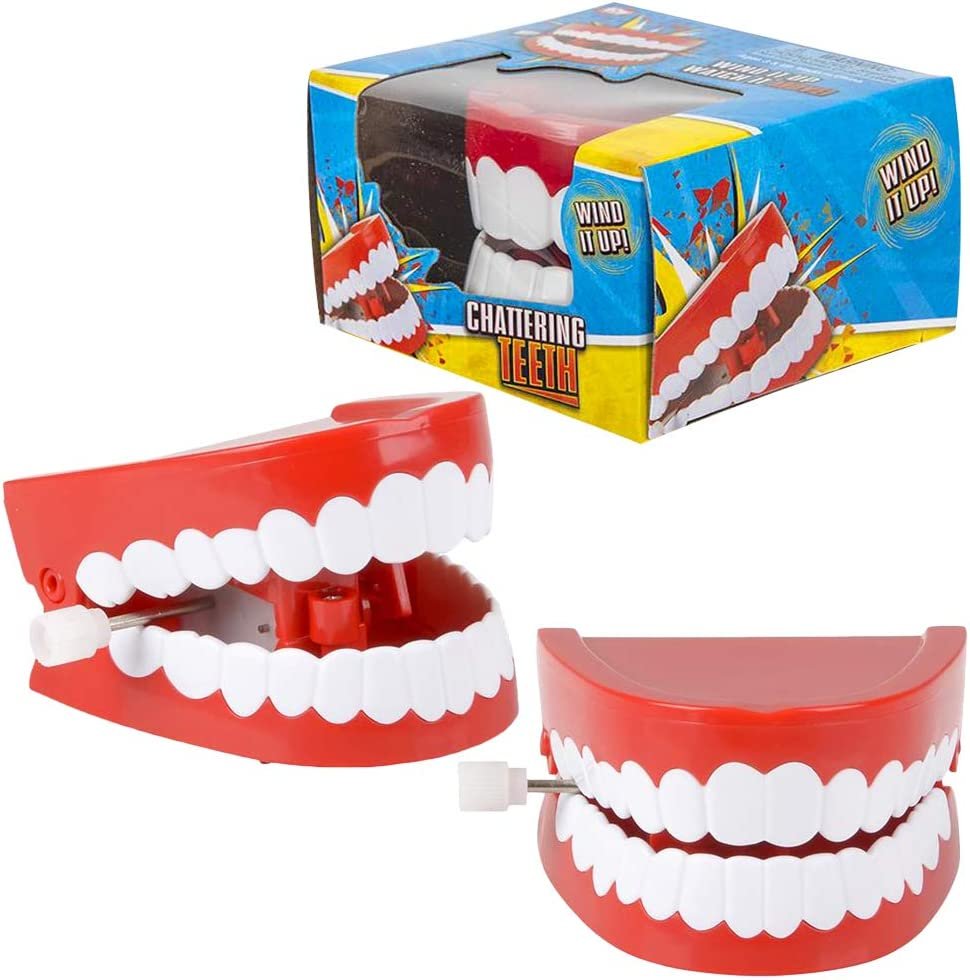 Chattering Teeth Wind Up Toy, Set of 6, Windup Chomping Toy Mouth, Dental Tooth Party Decorations, Fun Birthday Party Favors for Kids, Dentist Office Toys, Joke Gag Gift