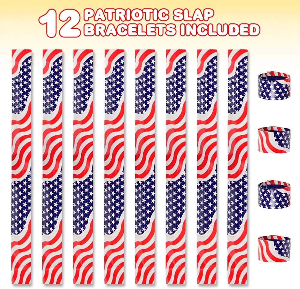 Adjustable Assorted Light Up Red White Blue Patriotic Tube Bracelets for  4th of July Pack of 25 | Best Glowing Party Supplies