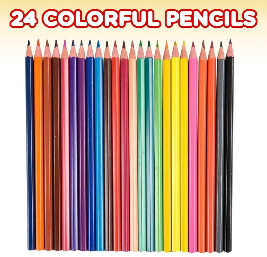 Multi Colored Pencils - 24 Pack - Pre-Sharpened Coloring Pencil Set - Color Pencils for School Art Projects, Creative Play, Drawing - Great Gift Idea for Kids and Adults